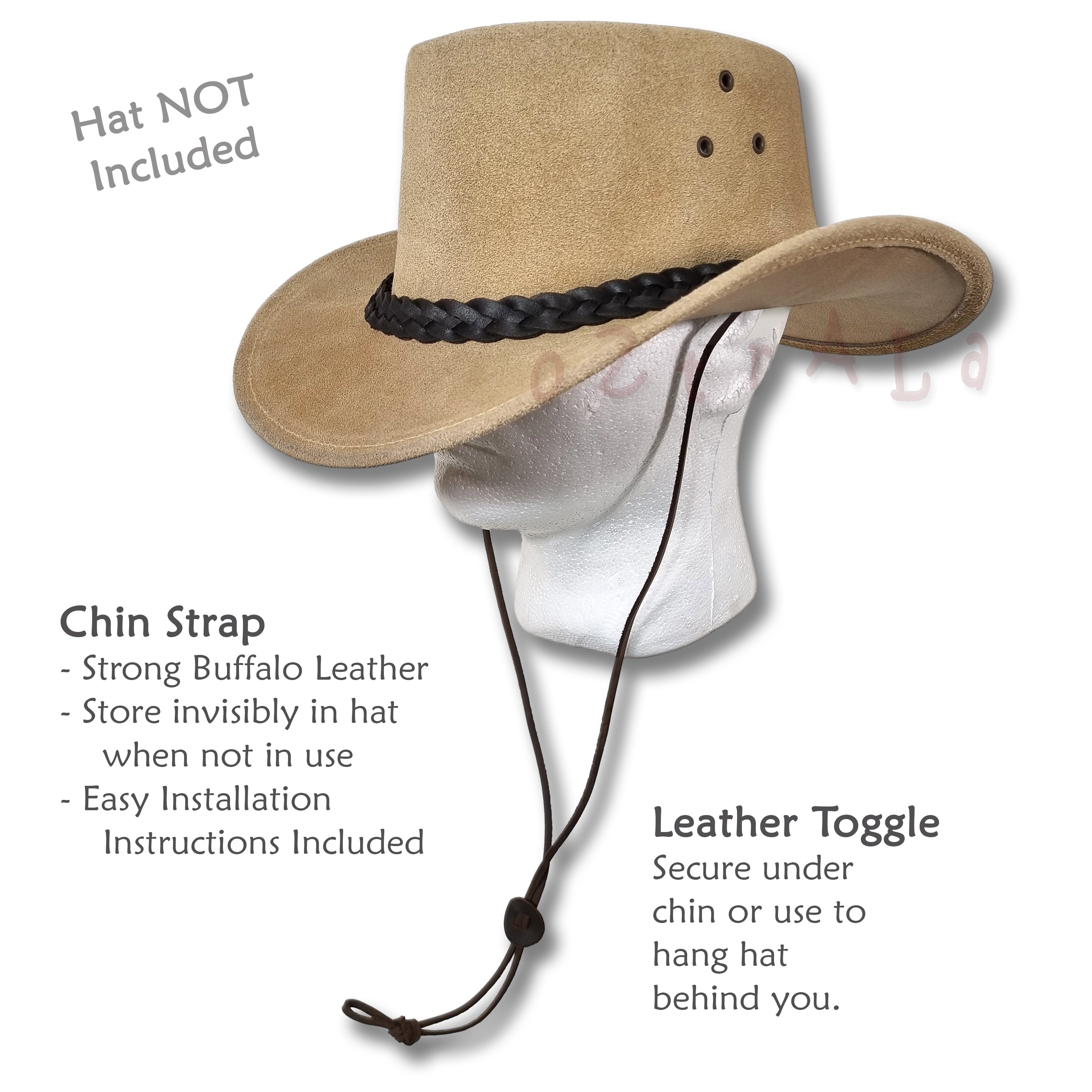 【oZtrALa】 Chin-Strap Buffalo Leather Stampede String Australian