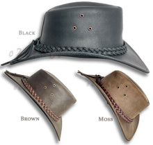 Load image into Gallery viewer, 【oZtrALa】 Australian Oiled Leather Hat Outback Aussie Western Cowboy Mens Womens Kids Jacaru Black Brown WO HL11
