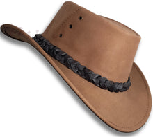 Load image into Gallery viewer, 【oZtrALa】 Australian BUFFALO Leather Hat Outback Breezer Western Cowboy Mesh Mens Womens Kids Jacaru Black Brown HLBS HLBB