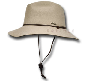 【oZtrALa】 HAT Australian Wool Felt Hat Leather Chin-Strap Outback Cowboy Western Fedora Poet HW04